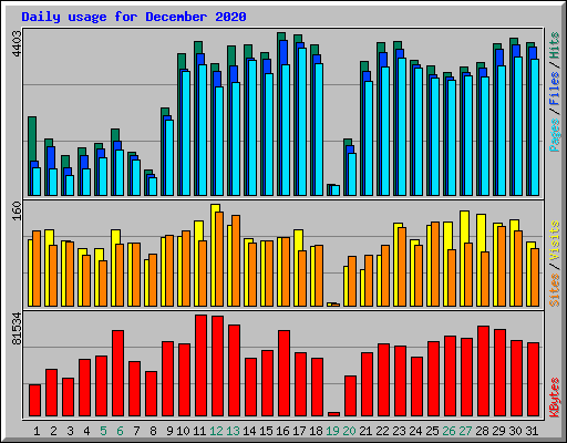 Daily usage for December 2020