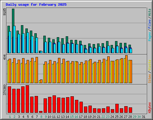 Daily usage for February 2025